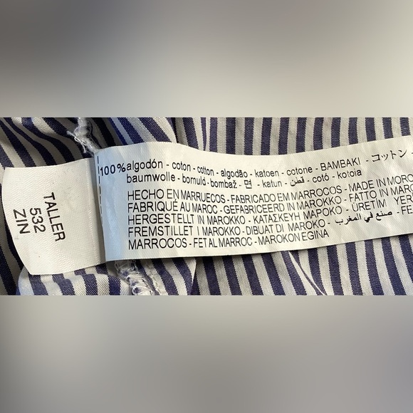 Zara cotton Blue And White striped Button Down shirt. XXL - Picture 9 of 10